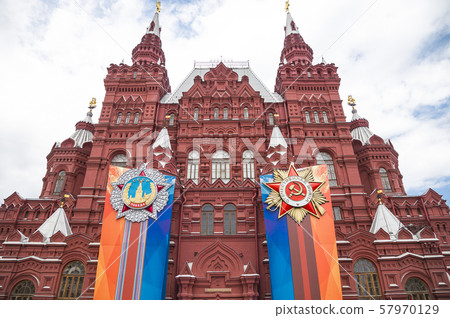 Historical museum (Victory Day decoration), Red Square, Moscow, Russia 57970129