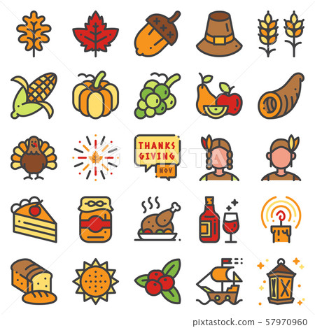 Thanksgiving day icon set Thanksgiving day icon set 57970960
