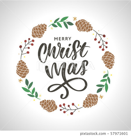 hand drawn ink Christmas wreath with bump, fir 57971601