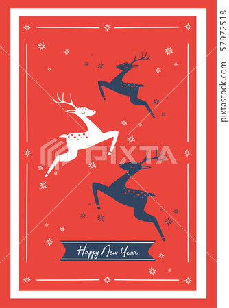 Red New Year greeting card with white frame. Vector illustration. Red New Year greeting card with white frame. Vector illustration. 57972518