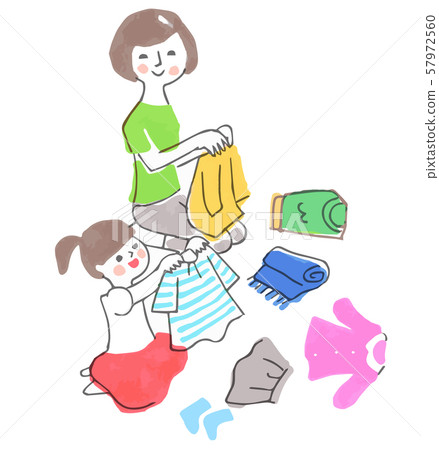 Parent and child clapping laundry 57972560
