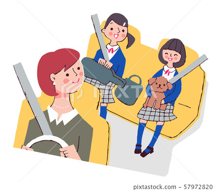 父母和孩子在車裡 57972820