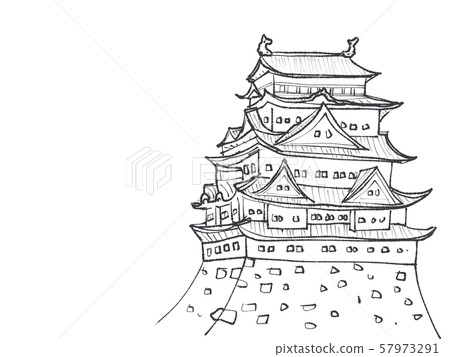 Nagoya Castle pen drawing material Nagoya Castle pen drawing material 57973291