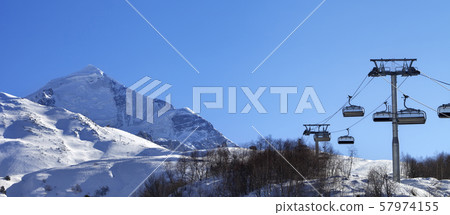 Ski resort at sun winter morning 57974155