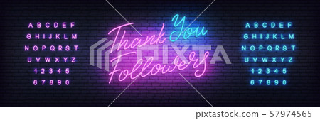 Followers Thank You neon.Social media template followers milestone. Congratulation design Followers Thank You neon.Social media template followers milestone. Congratulation design 57974565
