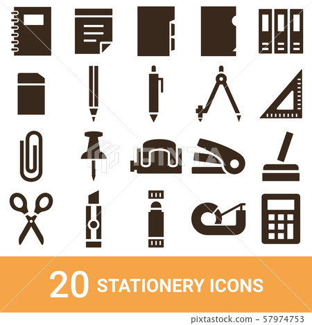 Product icon stationery silhouette 20 sets 57974753