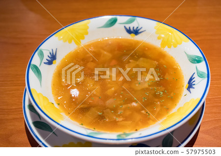 bowl with minestrone 57975503
