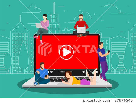 Video concept. people using mobile gadgets, 57976546