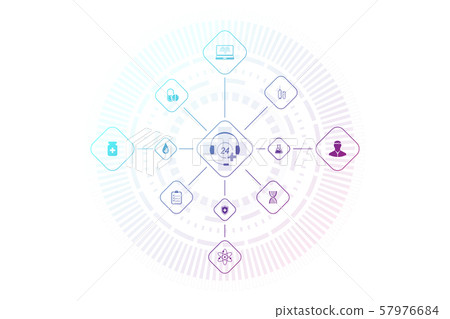 Abstract health care banner template with flat icons. Healthcare medicine concept. Medical 57976684