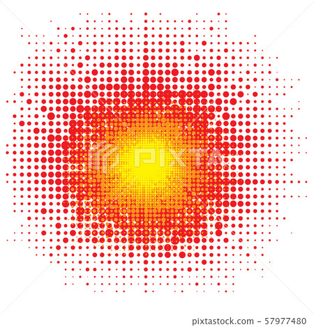 Halftone Explode Flash, Cartoon Explosion, Dotted Star Burst. 57977480