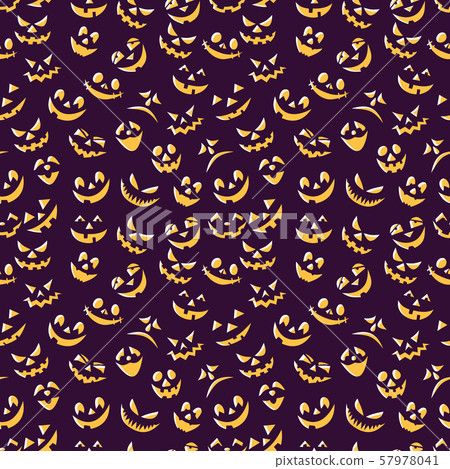 Seamless pattern of fun pumpkin smiles. Designer of the symbol of an dark violet background with Seamless pattern of fun pumpkin smiles. Designer of the symbol of an dark violet background with 57978041