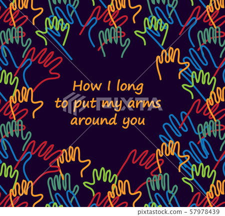 Hug doodles lines hands card with love sign 57978439