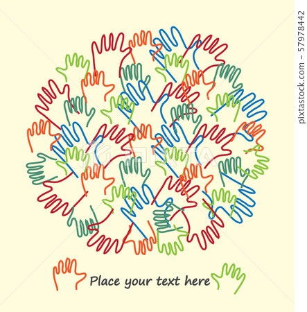 Hand arms palms lines round card poster with sign Hand arms palms lines round card poster with sign 57978442