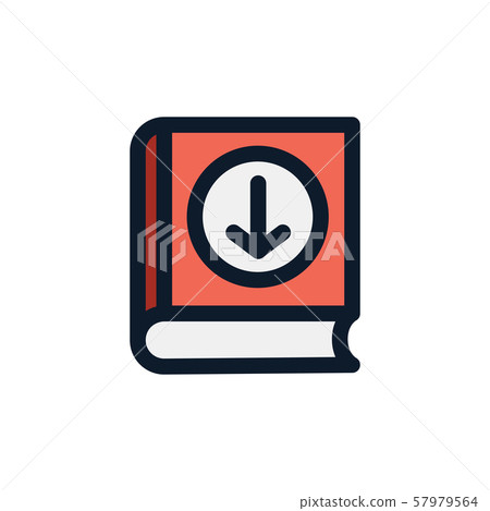 Ebook digital download icon - book and arrow Ebook digital download icon - book and arrow 57979564