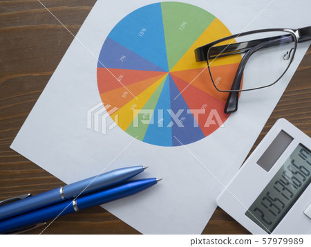 Business image, graph, glasses, calculator 57979989