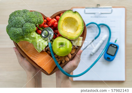 Keto food for ketogenic diet, healthy nutritional food eating lifestyle for good heart health with high protein, fat, low-carb to prevent heart disease and diabetes illness control 57982143