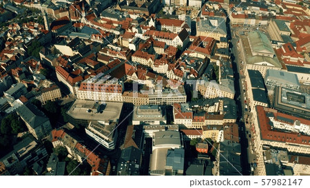 Aerial view of Maximilianstrasse, Munich's royal avenue. Bavaria, Germany Aerial view of Maximilianstrasse, Munich's royal avenue. Bavaria, Germany 57982147