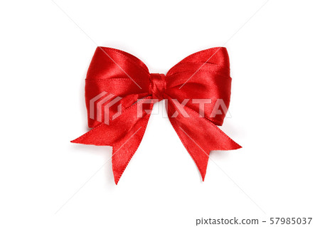Red satin gift bow isolated on white Red satin gift bow isolated on white 57985037