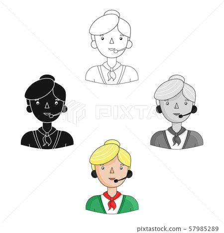 Call center operator icon in cartoon,black style isolated on white background. People of different Call center operator icon in cartoon,black style isolated on white background. People of different 57985289