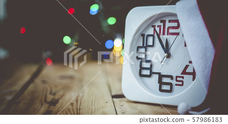 Christmas holiday eve. New year decor with bokeh Christmas holiday eve. New year decor with bokeh 57986183