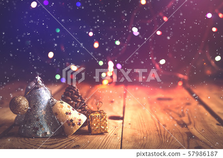 Christmas decor with bright bokeh lights. Magic Christmas decor with bright bokeh lights. Magic 57986187