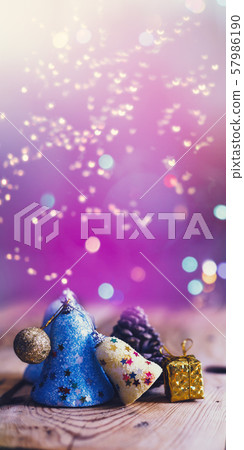 Christmas decor with bright bokeh lights. Magic Christmas decor with bright bokeh lights. Magic 57986190
