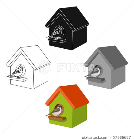 Birdhouse, single icon in cartoon,black style.Birdhouse, vector symbol stock illustration web. 57986697