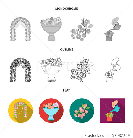 Vector illustration of spring and wreath icon. Collection of spring and blossom vector icon for 57987209