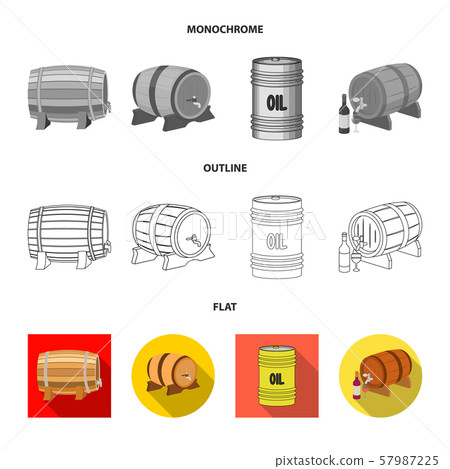 Vector illustration of barrel and beer logo. Set of barrel and keg stock symbol for web. 57987225
