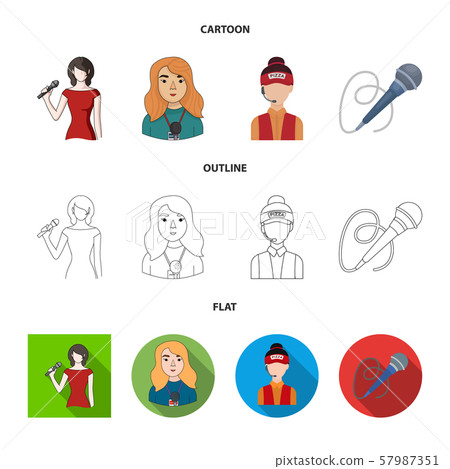 Vector illustration of karaoke and music icon. Collection of karaoke and club vector icon for stock. 57987351