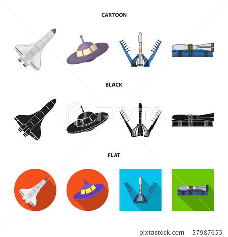 Isolated object of spaceship and ship sign. Set of spaceship and station stock vector illustration. 57987653