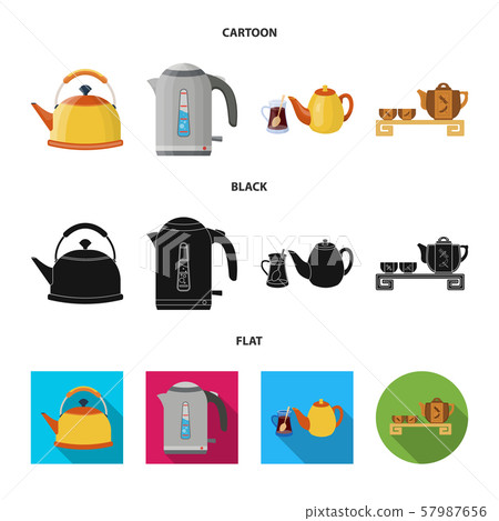 Vector design of kettle and tea icon. Set of kettle and electric stock symbol for web. Vector design of kettle and tea icon. Set of kettle and electric stock symbol for web. 57987656