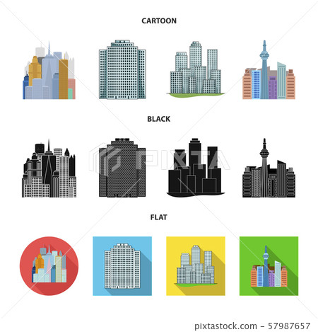 Isolated object of and building symbol. Collection of and hotel vector icon for stock. 57987657
