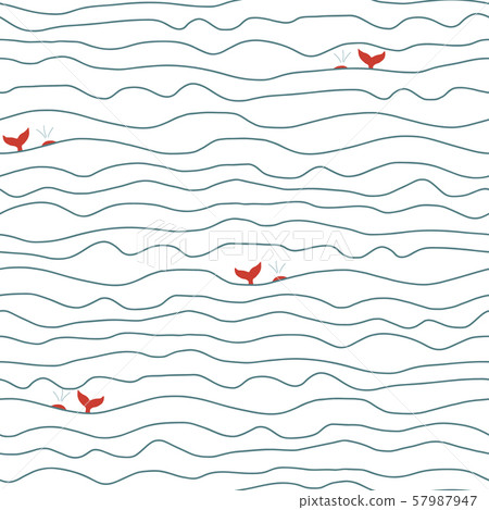 Whales in the ocean abstract waves and lines... - Stock Illustration ...