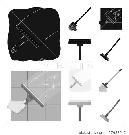 Vector illustration of mop and broom logo. Collection of mop and cleaner vector icon for stock. Vector illustration of mop and broom logo. Collection of mop and cleaner vector icon for stock. 57988042