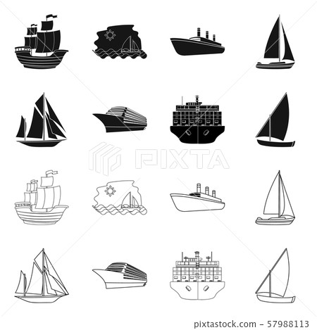 Isolated object of yacht and ship logo. Set of yacht and cruise stock vector illustration. Isolated object of yacht and ship logo. Set of yacht and cruise stock vector illustration. 57988113