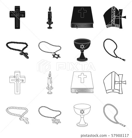 Isolated object of muslim and items icon. Set of muslim and candle stock symbol for web. Isolated object of muslim and items icon. Set of muslim and candle stock symbol for web. 57988117