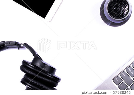 Office table accessories on white. Office table accessories on white. 57988245