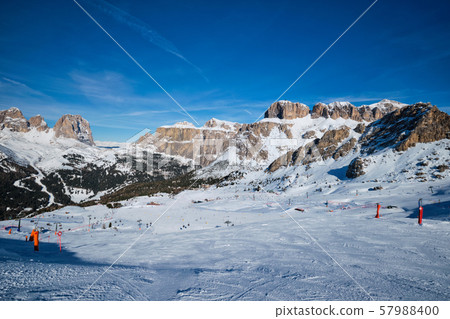 Ski resort in Dolomites, Italy Ski resort in Dolomites, Italy 57988400