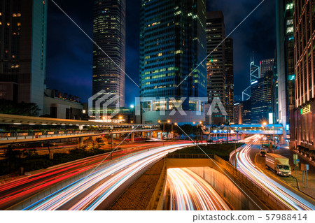 Street traffic in Hong Kong at night Street traffic in Hong Kong at night 57988414