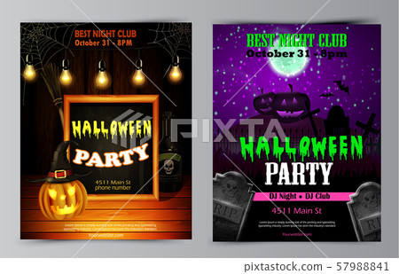 Halloween party flyer with pumpkins Halloween party flyer with pumpkins 57988841