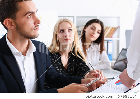 Beautiful smiling woman portrait with group 57989114