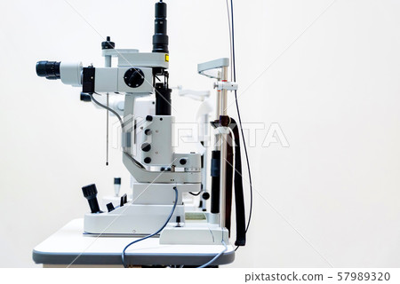 Close up modern ophthalmological laser used for eye surgery on table 57989320