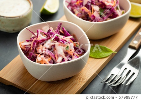 Classic coleslaw salad. 57989777