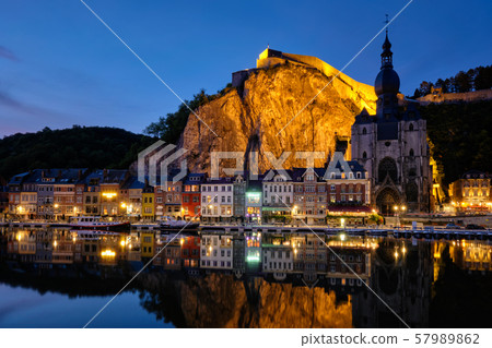 Night view of Dinant town, Belgium 57989862