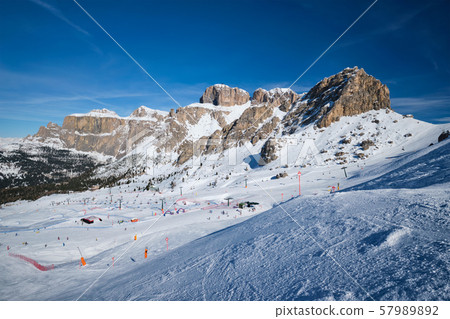 Ski resort in Dolomites, Italy 57989892