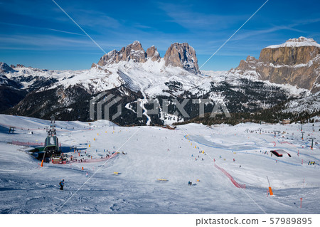 Ski resort in Dolomites, Italy 57989895