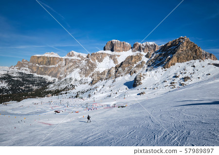 Ski resort in Dolomites, Italy 57989897