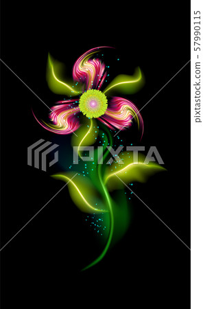 Red modern glowing flower. Colorful ornamental Red modern glowing flower. Colorful ornamental 57990115