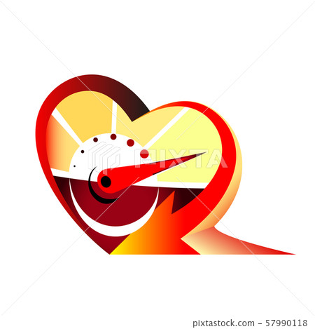 Heart Speedometer icon with arrow speed, RPM logo Heart Speedometer icon with arrow speed, RPM logo 57990118